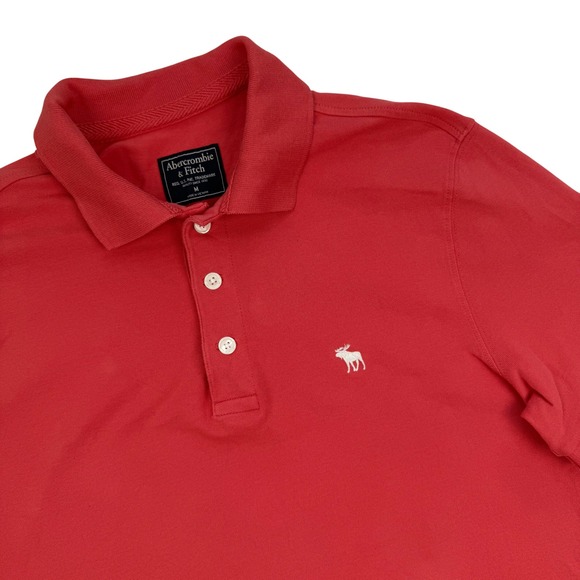 Abercrombie & Fitch Other - Abercrombie & Fitch Mens Red Short Sleeve Moose Logo Pique Polo Shirt Size M
